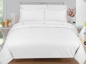 Bedsheets Striped – White Color